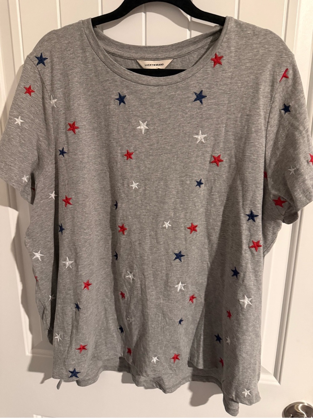 Lucky Brand Patriotic Star Embroidered Tee — 2X NWT